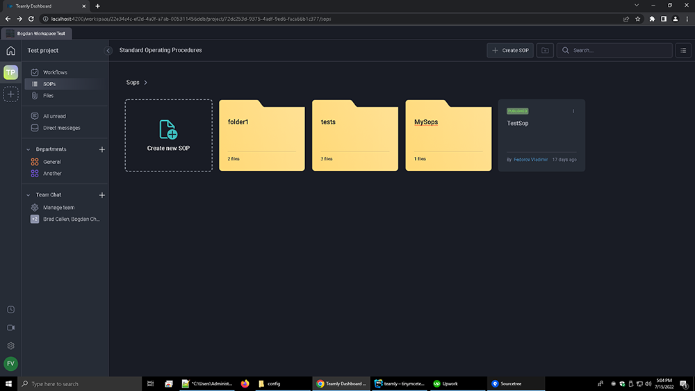 A task board in Teamly
