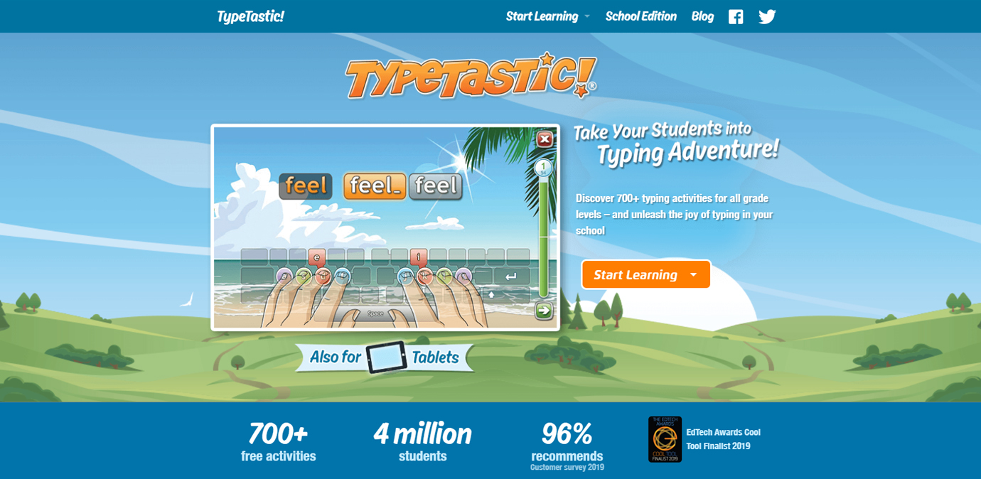 TypeTastic gamified typing lesson