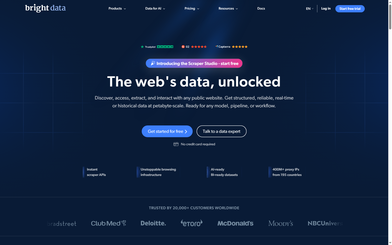 Bright Data platform home page